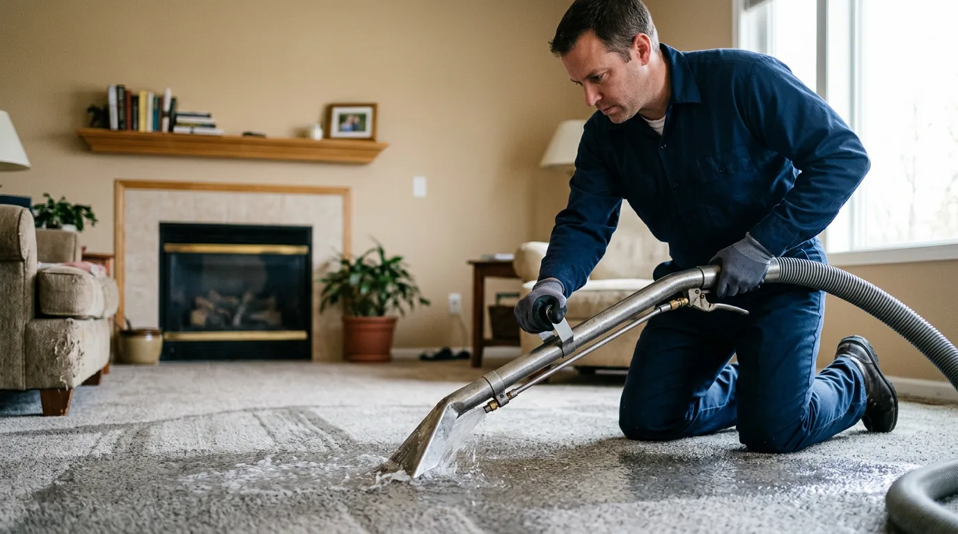 Water damage restoration technician working near Pitcher, NY